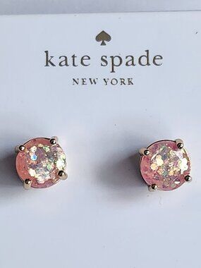 NWT Kate Spade Pink Glitter Stud Earrings